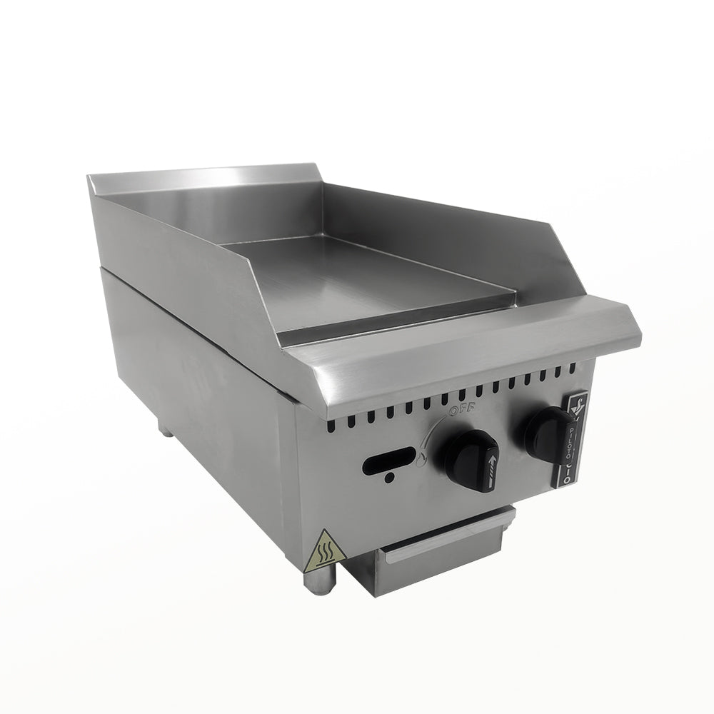 Chapa bifeteira profissional industrial a gás Venâncio PCM038G de 38cm com chapa de 8mm em aço carbono e corpo em inox, ideal para restaurantes e cozinhas comerciais.