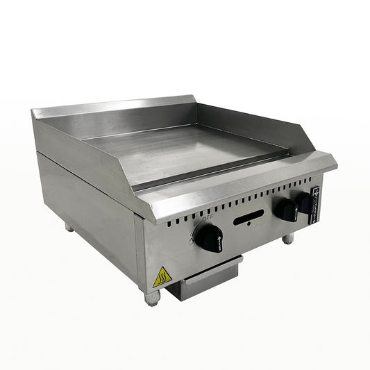 Chapa bifeteira profissional industrial a gás Venâncio PCM060G de 60cm com chapa de 8mm em aço carbono e corpo em inox, ideal para cozinhas comerciais e restaurantes.