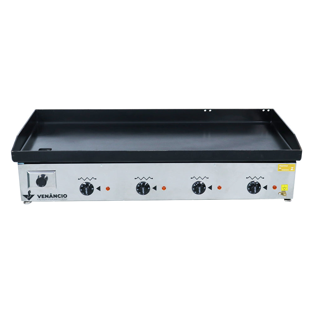 Chapa Bifeteira Lanche Elétrica Deguste Venâncio CE100 220V em inox com chapa de aço carbono para cozinhas industriais.