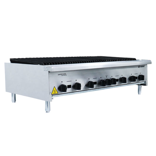 Chapa charbroiler a gás Venâncio CGG120 de 122cm em inox, com grelhas de ferro fundido para restaurantes e hotéis