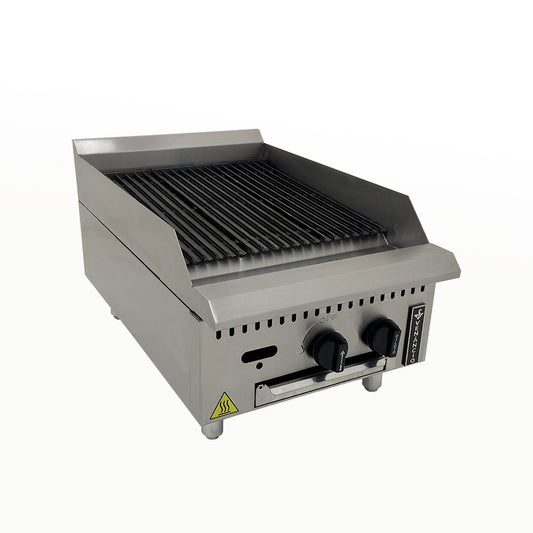 Chapa grill char broiler profissional a gás Venâncio PCG045G de 45cm em inox, ideal para restaurantes e cozinhas industriais