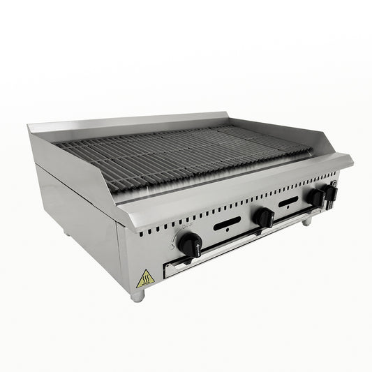 Chapa grill char broiler profissional a gás Venâncio PCG090G de 90cm em inox com grelhas de ferro fundido
