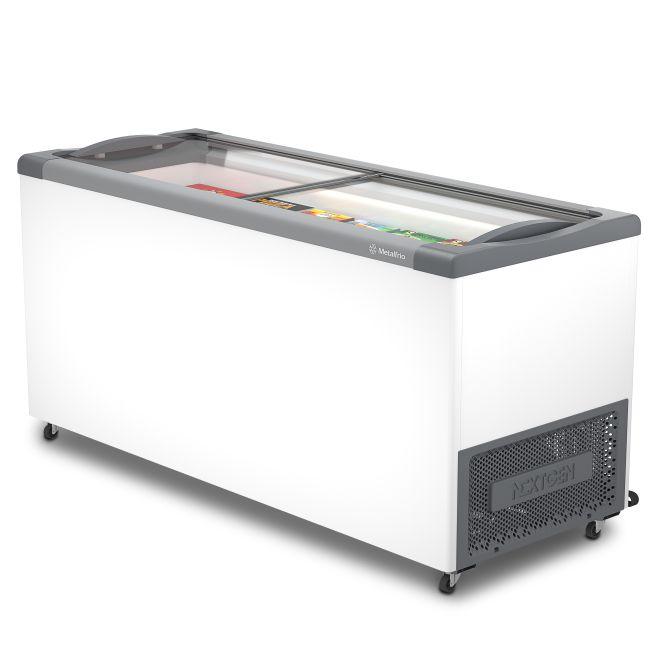 Congelador horizontal Metalfrio NF55 ideal para armazenamento comercial com tampa de vidro