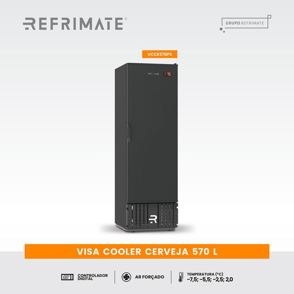 Refrigerador cervejeiro porta sólida preto 220V com controle digital de temperatura.