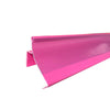 Detalhe do encaixe e acrílico transparente do Porta Etiqueta Rosa New Plus Plus SA Gôndolas