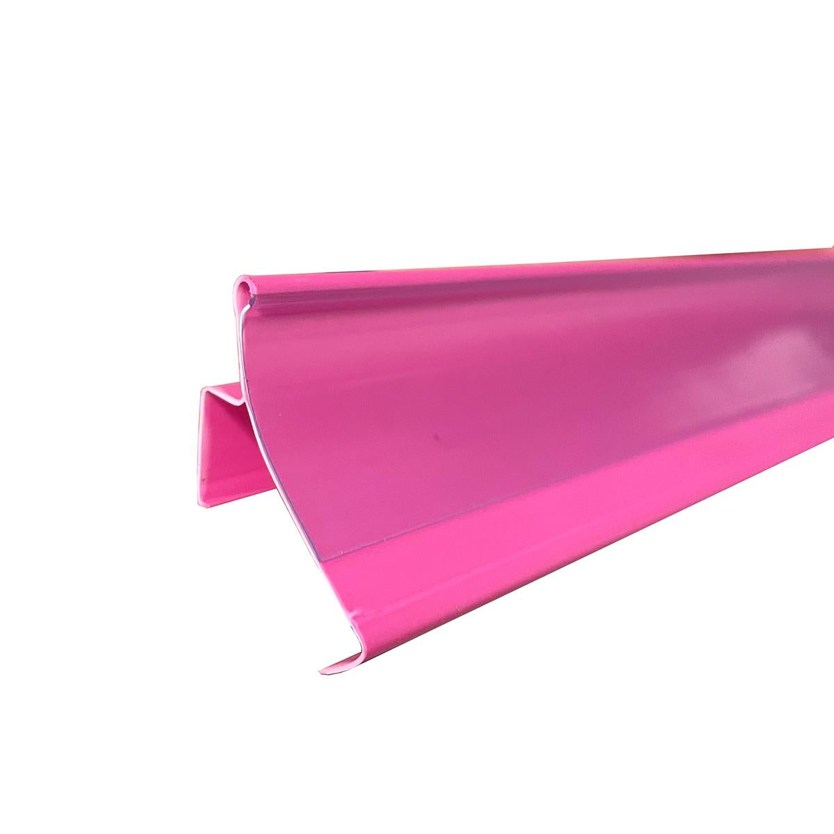 Detalhe do encaixe e acrílico transparente do Porta Etiqueta Rosa New Plus Plus SA Gôndolas