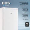 Detalhes do Frigobar EOS Ice Compact 71L branco 220V: pés ajustáveis, porta reversível e gabinete interno em aço pré-pintado resistente.