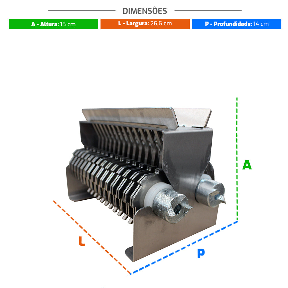 Equipamento profissional Skymsen KES-ABNHD12 para estrogonofe e iscas, combinando funções de amaciador e fatiador de carne com fácil manutenção.