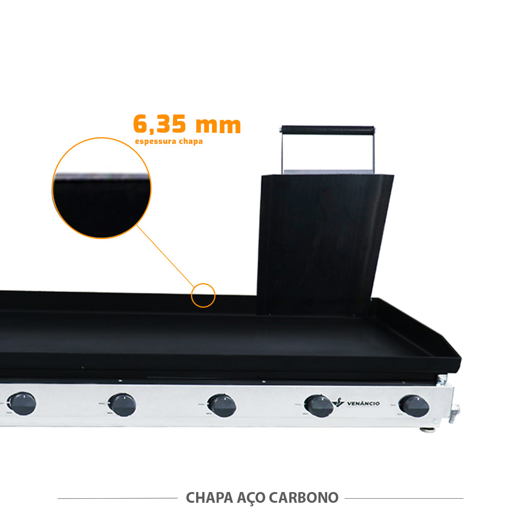 Chapa de aço carbono 6,35mm da bifeteira Venâncio C140, garantia de durabilidade para uso intenso