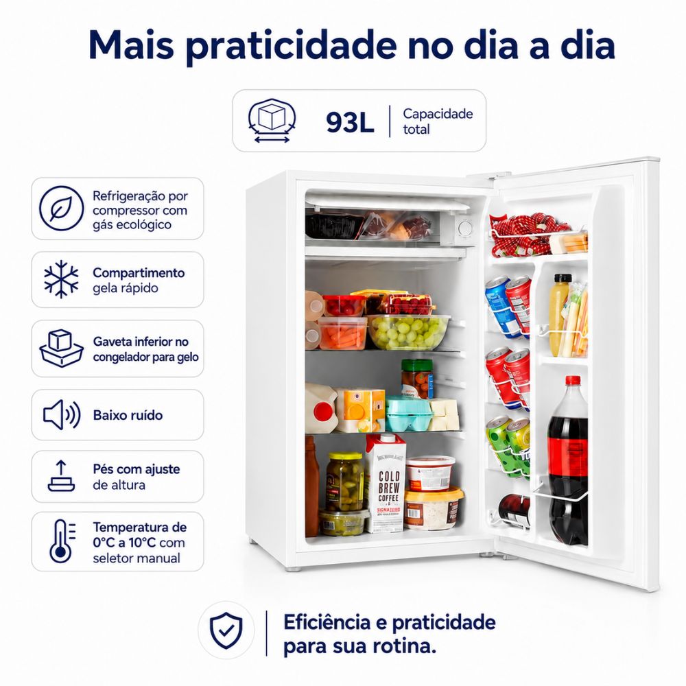 SEMINOVO - Frigobar Mini Refrigerador Doméstico Ice Compact 93l Efb101 220v Branco - Eos