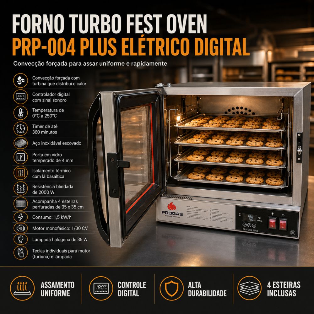 SEMINOVO - Forno Elétrico Fast Oven PRP-004 Plus Digital 127V Preto - Progás