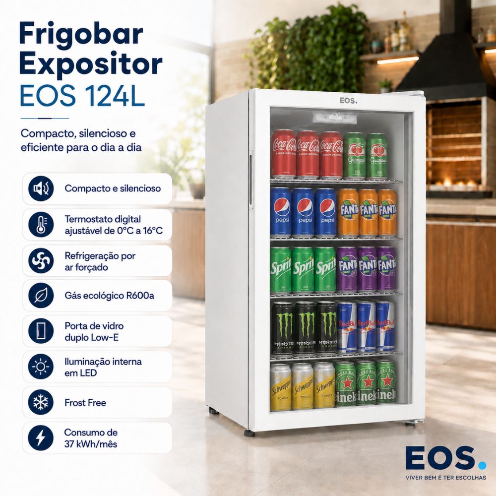 SEMINOVO - Refrigerador Expositor Vertical 124L Eco Gelo Branco EEV120B 127V - EOS