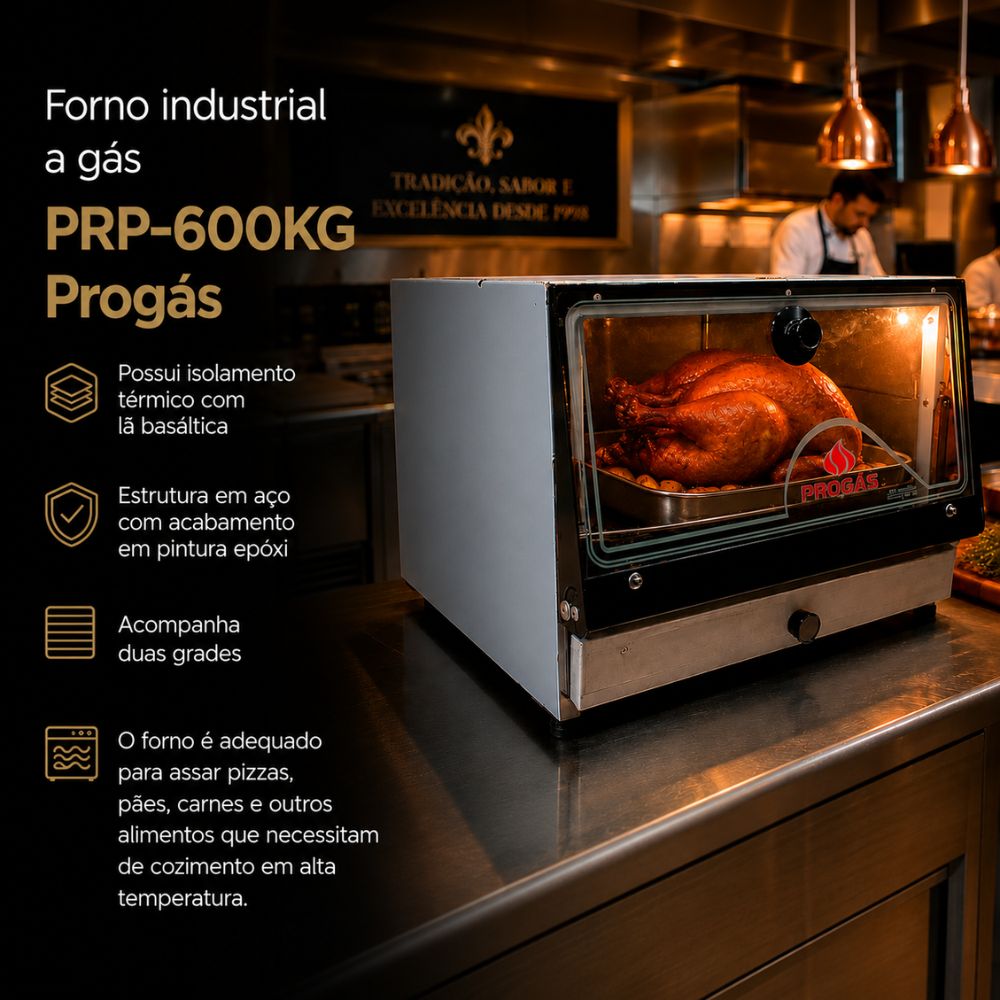 SEMINOVO - Forno Industrial Estrutura Inox Prp-600 kg Porta Vidro - Progás