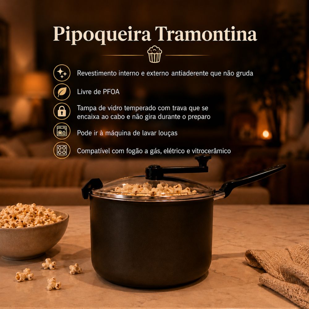 SEMINOVO - Pipoqueira Loreto em Alumínio Antiaderente Starflon 20 cm 3,5 l - Tramontina 20387720