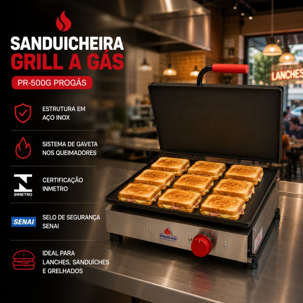 SEMINOVO - Chapa Gril a Gás Simples PR-500G - Progás