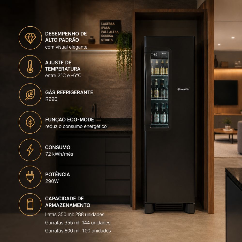 SEMINOVO - Cervejeira Metalfrio Beer Maxx 300 Porta Inox 324L Digital VN28TP Inox 220V - Metalfrio