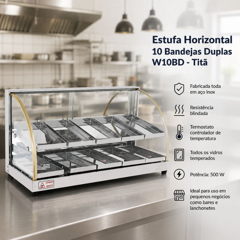 SEMINOVO - Estufa Horizontal Salgados 10 Bandejas Duplas W10BD - Titã 127V