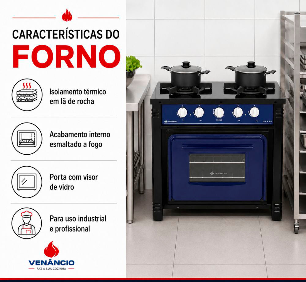 SEMINOVO - Forno Industrial a Gás Bravo Para Fogão 2 Bocas BRF2 Azul - Venâncio