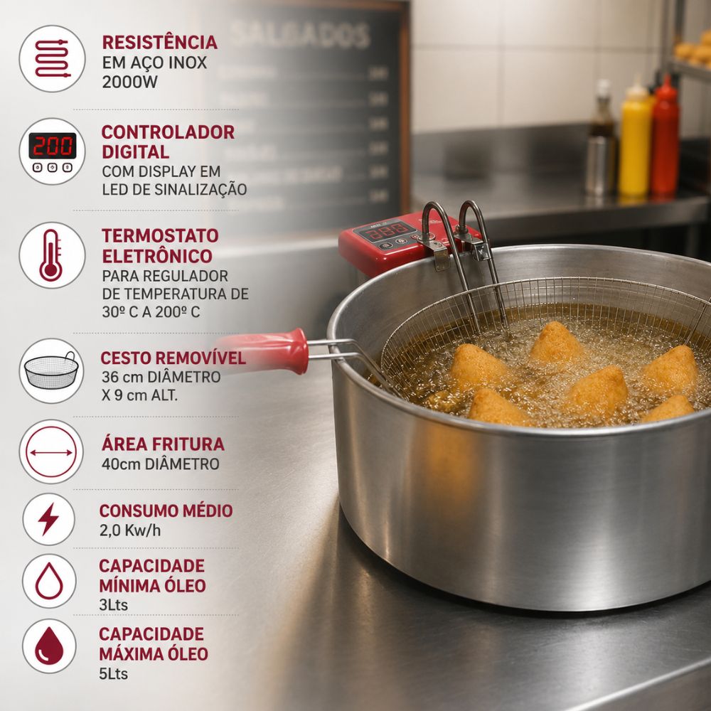 SEMINOVO - Tacho Fritador Eletrônico 7l PR-70EL 127V - Progás