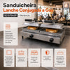 SEMINOVO - Sanduicheira Lanche Conjugada Gás 2 Prensa Chapa Lisa Alumínio SCG70A2P - Venâncio