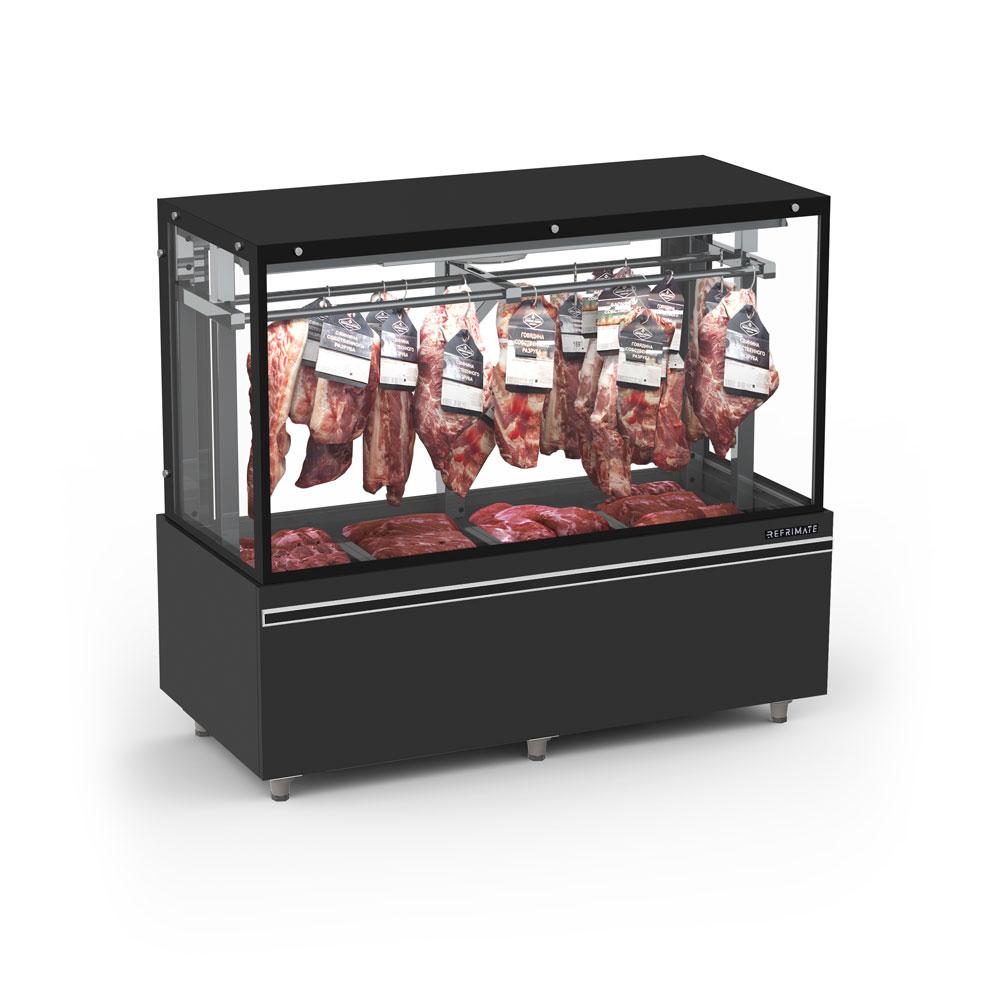 Expositor açougue gancheira dupla 1,5m em aço inox com refrigeração estática da Salvador Comercial