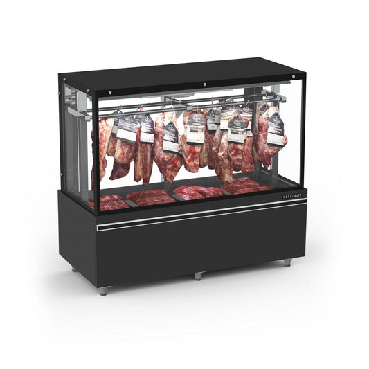 Expositor açougue gancheira dupla 1,5m em aço inox com refrigeração estática da Salvador Comercial