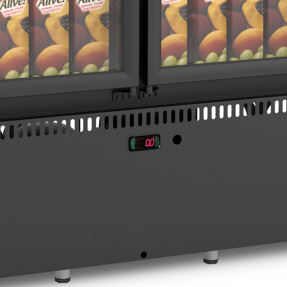 Expositor para frutas e verduras com 4 portas na cor preta da Salvador Comercial