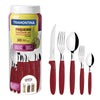 Kit - Panela Wok 36 Cm Vermelho + 1 Faqueiro Vermelho 30pç + 1 Faqueiro Inox 24pç - Tramontina
