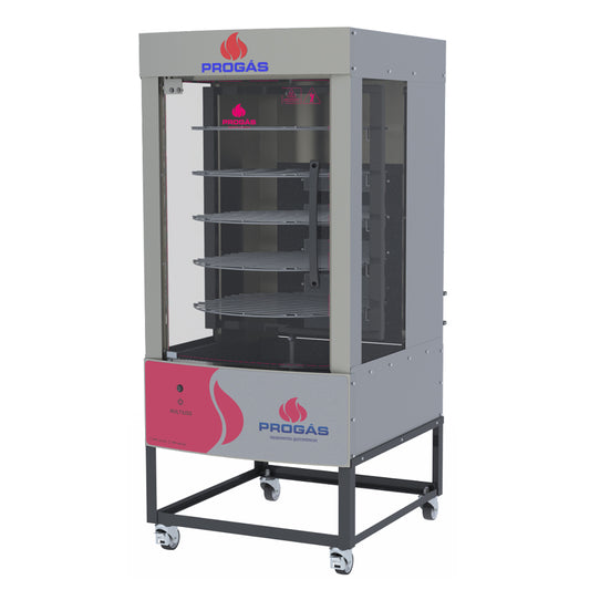 Forno giratório para assar frango da Progás modelo PRP-242 G5 em aço inox.