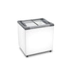 Freezer Horizontal Metalfrio NF20 em um ambiente comercial, destacando seu design robusto e acesso prático.