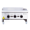 Painel frontal da chapa bifeteira a gás Venâncio CG60 inox, mostrando botões de controle para regulagem de temperatura