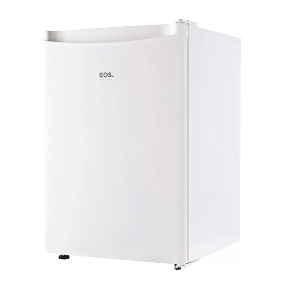Frigobar Mini Refrigerador EOS Ice Compact 71L branco 220V visto de lado, destacando o design compacto e a porta reversível.