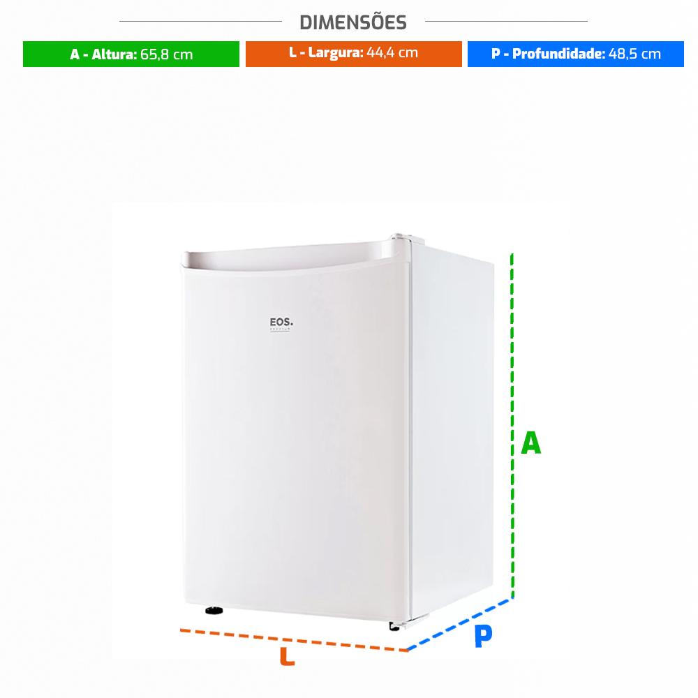 Dimensões (AxLxP) do Frigobar EOS Ice Compact 71L EFB81 branco 220V, para facilitar o planejamento de espaço.