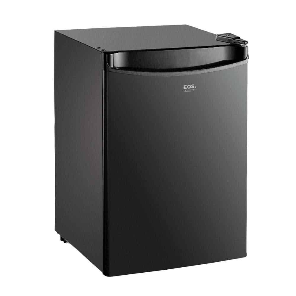 Frigobar Mini Refrigerador EOS Ice Compact 71L EFB81P preto 127V, design moderno e compacto para qualquer ambiente doméstico.
