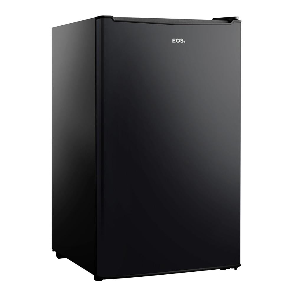 Frigobar Mini Refrigerador EOS Ice Compact 93L EFB101P preto 220V, perfeito pra quartos, escritórios e áreas de lazer, com eficiência energética.