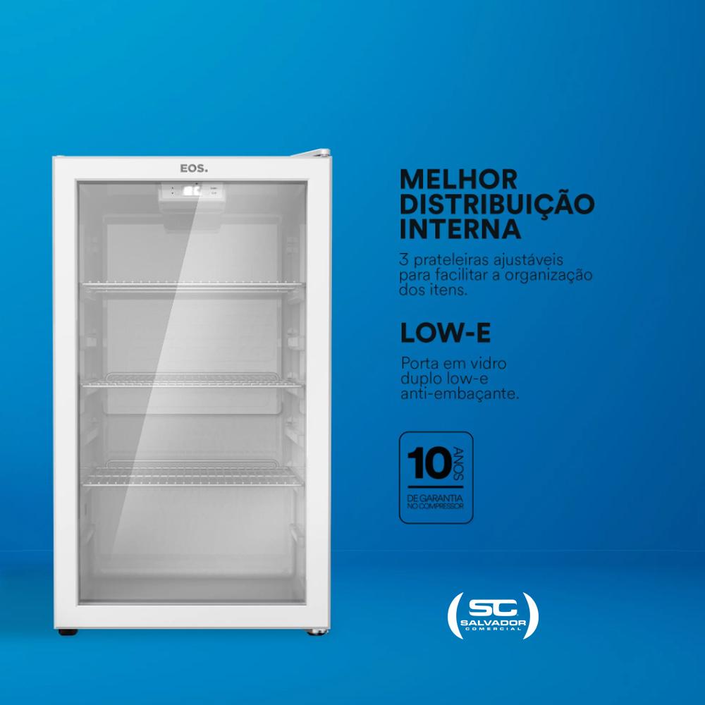 Expositor refrigerado branco EOS com controle digital de temperatura