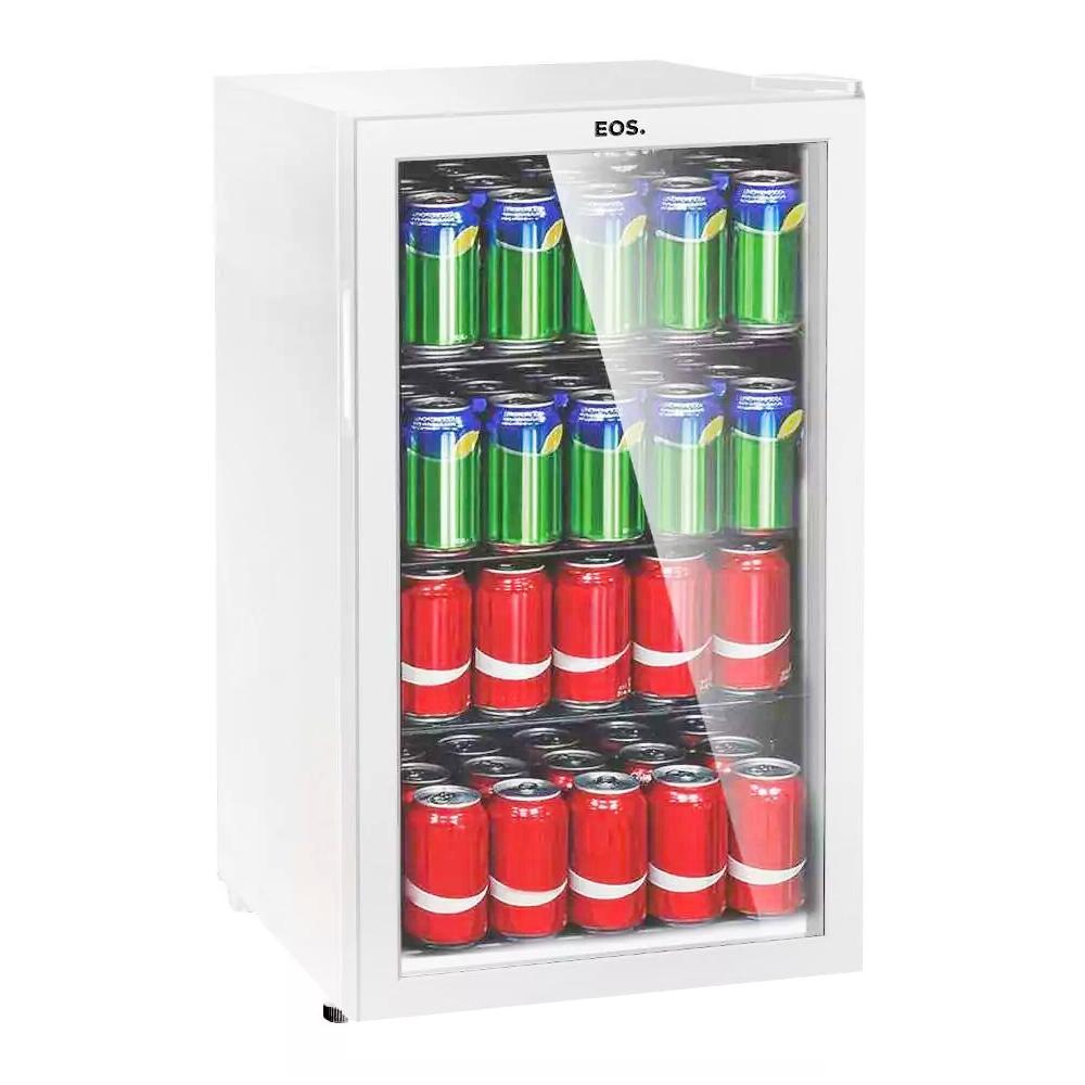 Refrigerador comercial branco EOS 124L silencioso e econômico