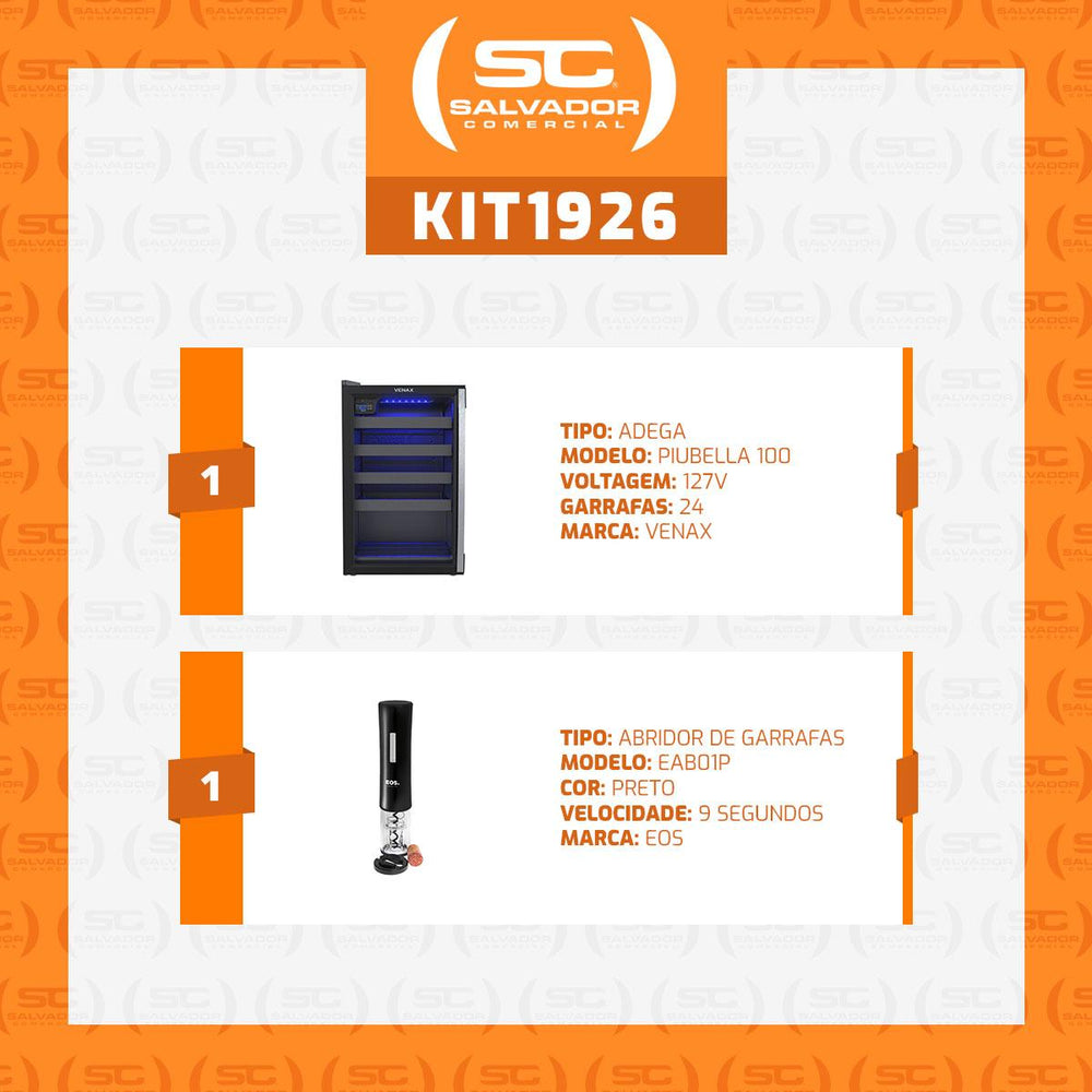 Kit Adega Climatizada 127V com Abridor de Vinho