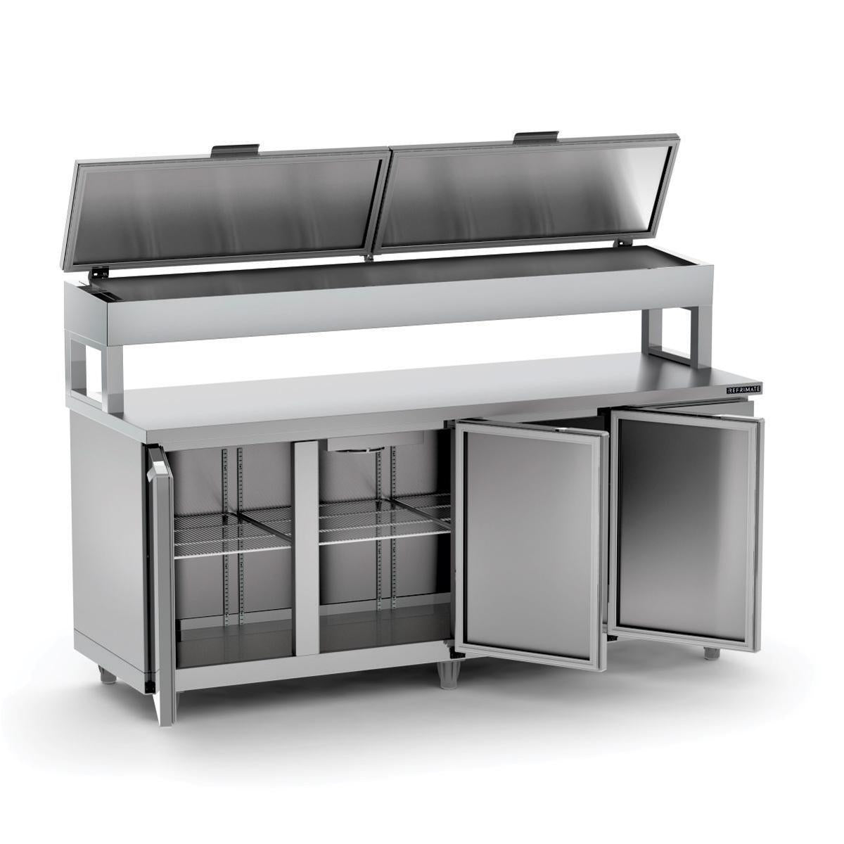 Balcão Inox Refrigerado 3 Portas com Sistema de Ar Forçado