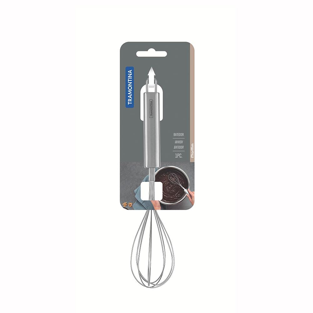 Batedor culinário Tramontina Marffim em inox para receitas leves e aeradas.