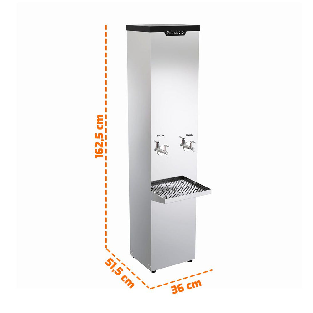 Bebedouro refrigerado inox 50 litros, ideal para escolas e academias, com termostato regulável.