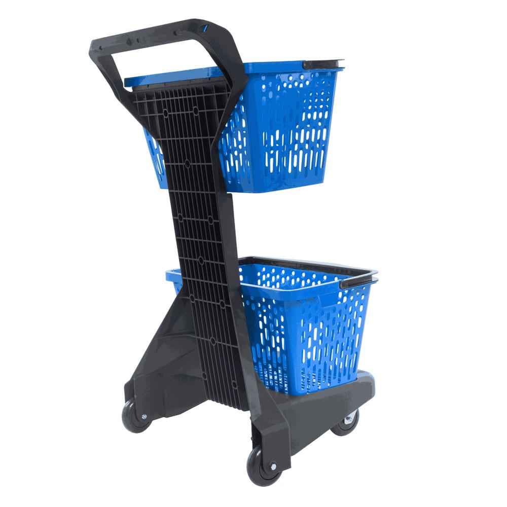 Carrinho para lojas e feiras com cestos azul Dellaplast