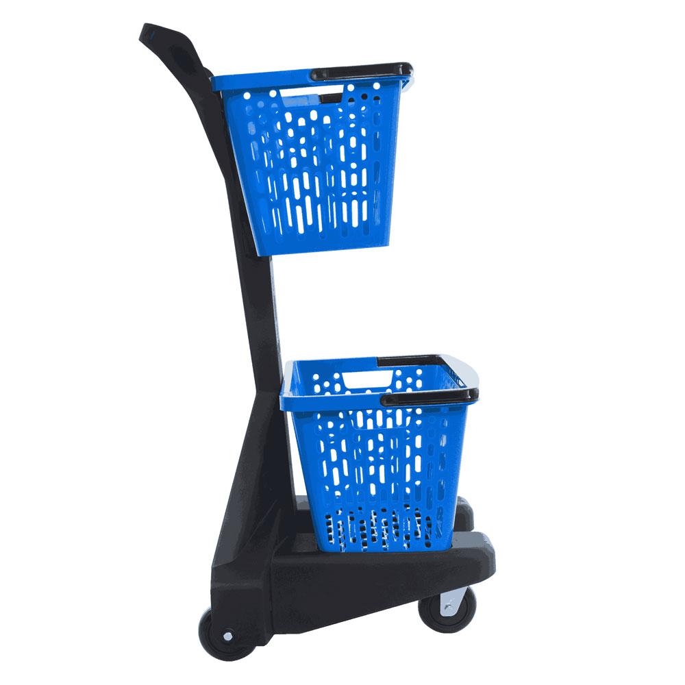 Carrinho para supermercado com 2 cestos D-500 azul Dellaplast
