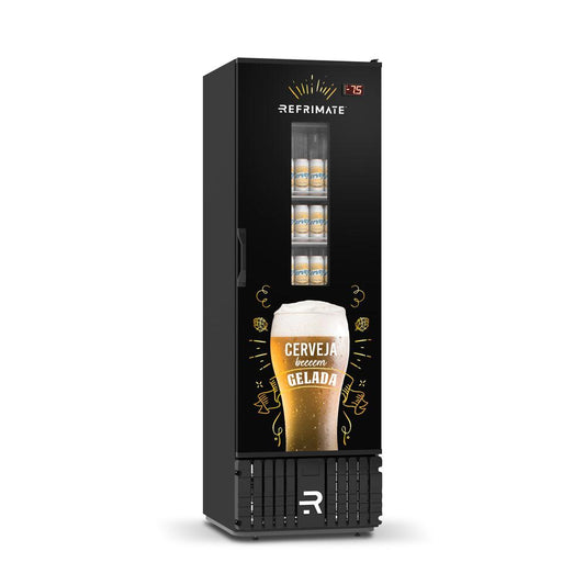 Cooler cervejeiro com porta de vidro preto 570 litros Salvador Comercial