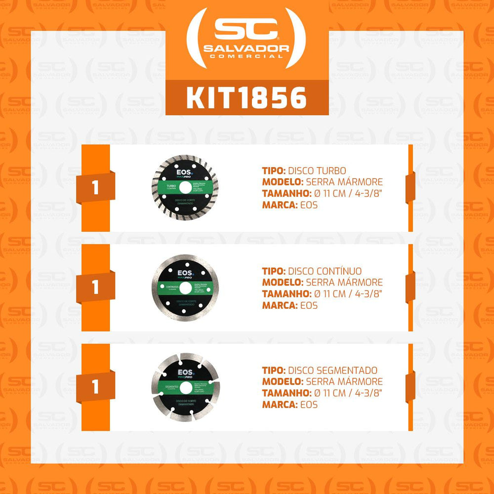 Discos Corte Mármore Kit 3 Lâminas Salvador Comercial