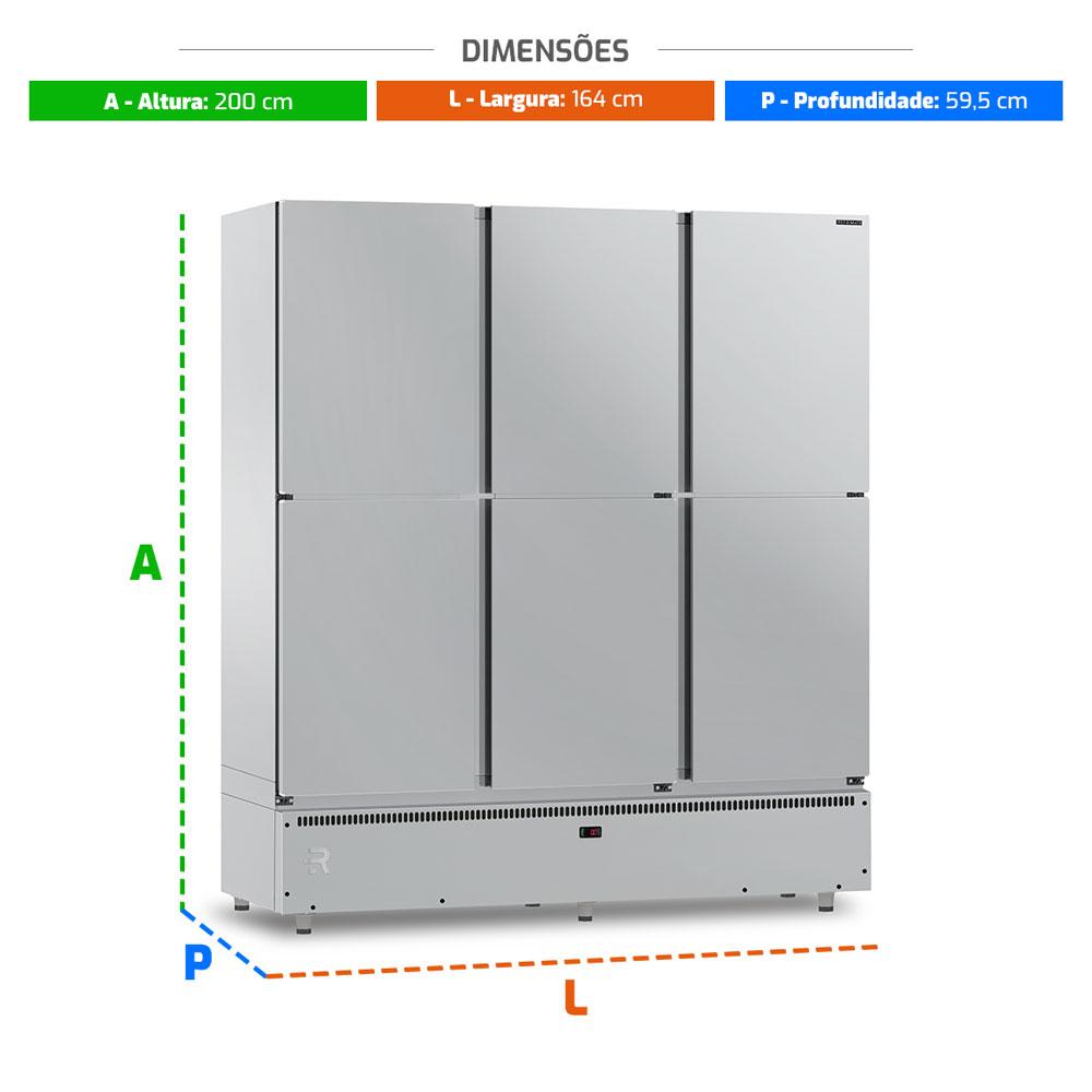 Interior da mini câmara refrigerada Refrimate de 1152 litros, mostrando prateleiras aramadas e espaço amplo para alimentos.