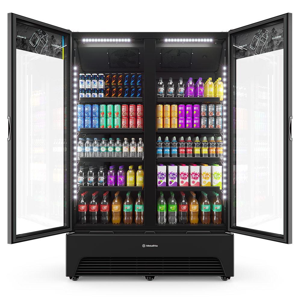 Expositor refrigerado all black para bebidas com alto desempenho e economia de energia