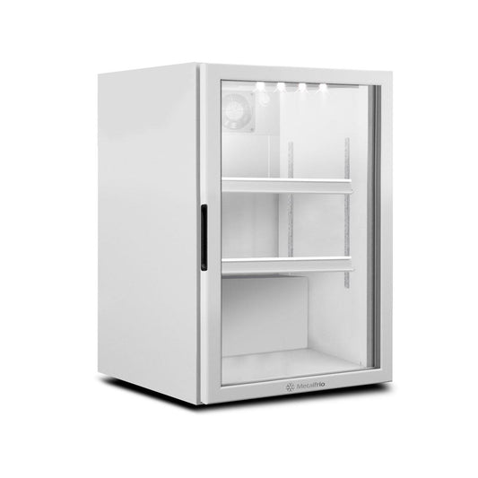 Expositor vertical Metalfrio branco 106 litros com porta de vidro