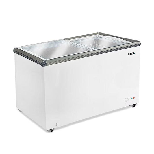 Freezer Horizontal EOS EEH300XX de 247 litros com dupla ação e tampa de vidro, ideal para comércios.