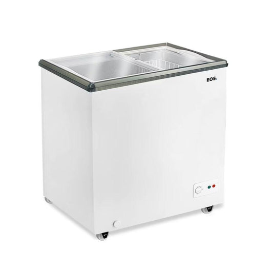 Freezer Horizontal EOS EEH200XX de 156 litros com tampa de vidro, ideal para exposição de produtos